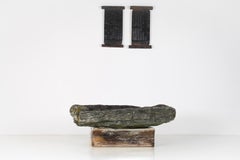 Primitive Large Stone Trough Garden Feature Weathered Moss Bonsai Carved Stone