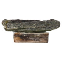 Comedero de piedra grande primitivo Elemento decorativo de jardín Musgo envejecido Bonsái Piedra tallada