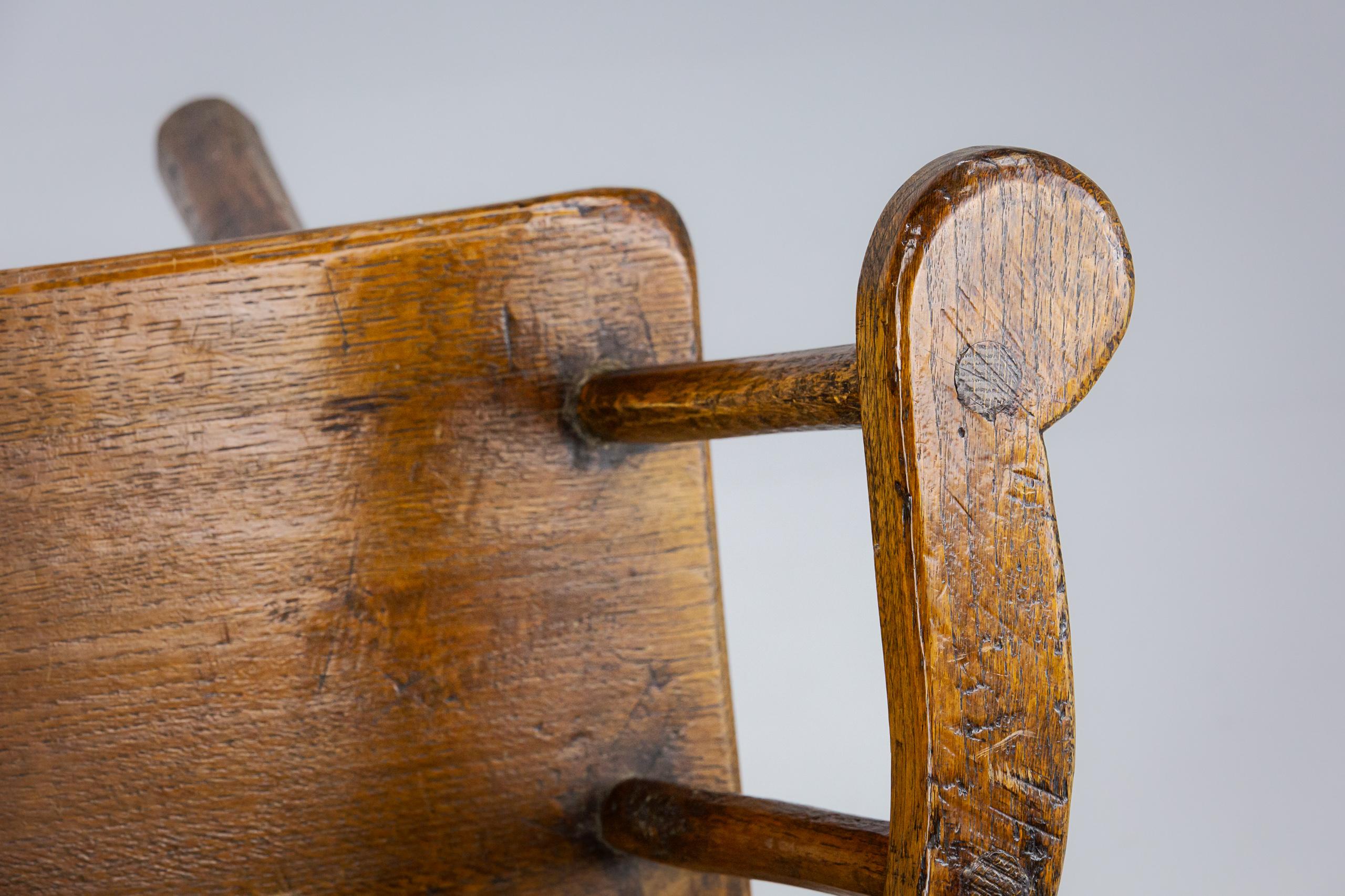 Primitive Late 19th Century Oak Large Scale Armchair For Sale 8
