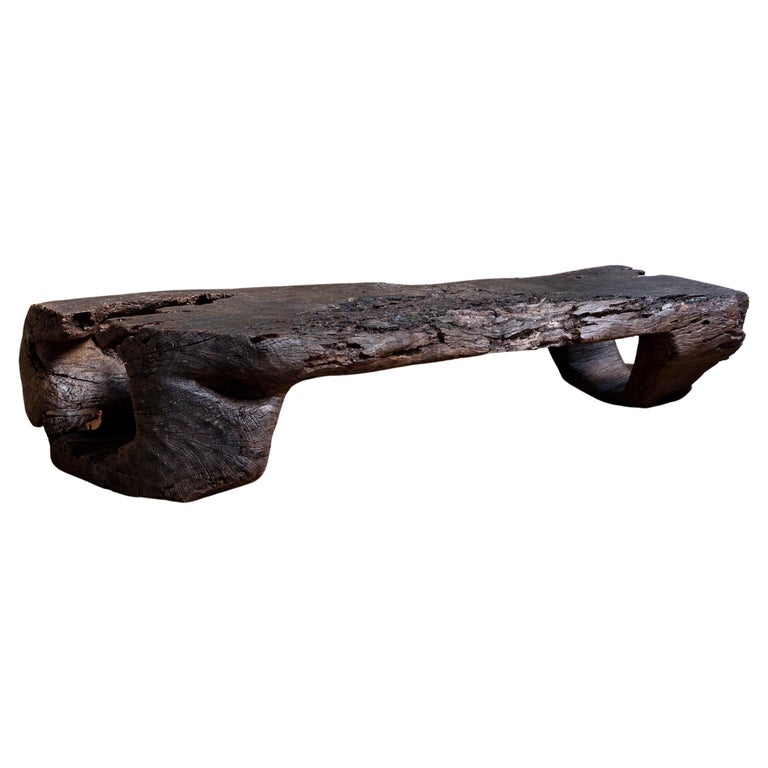 Primitive Live Edge Coffee Table from France For Sale