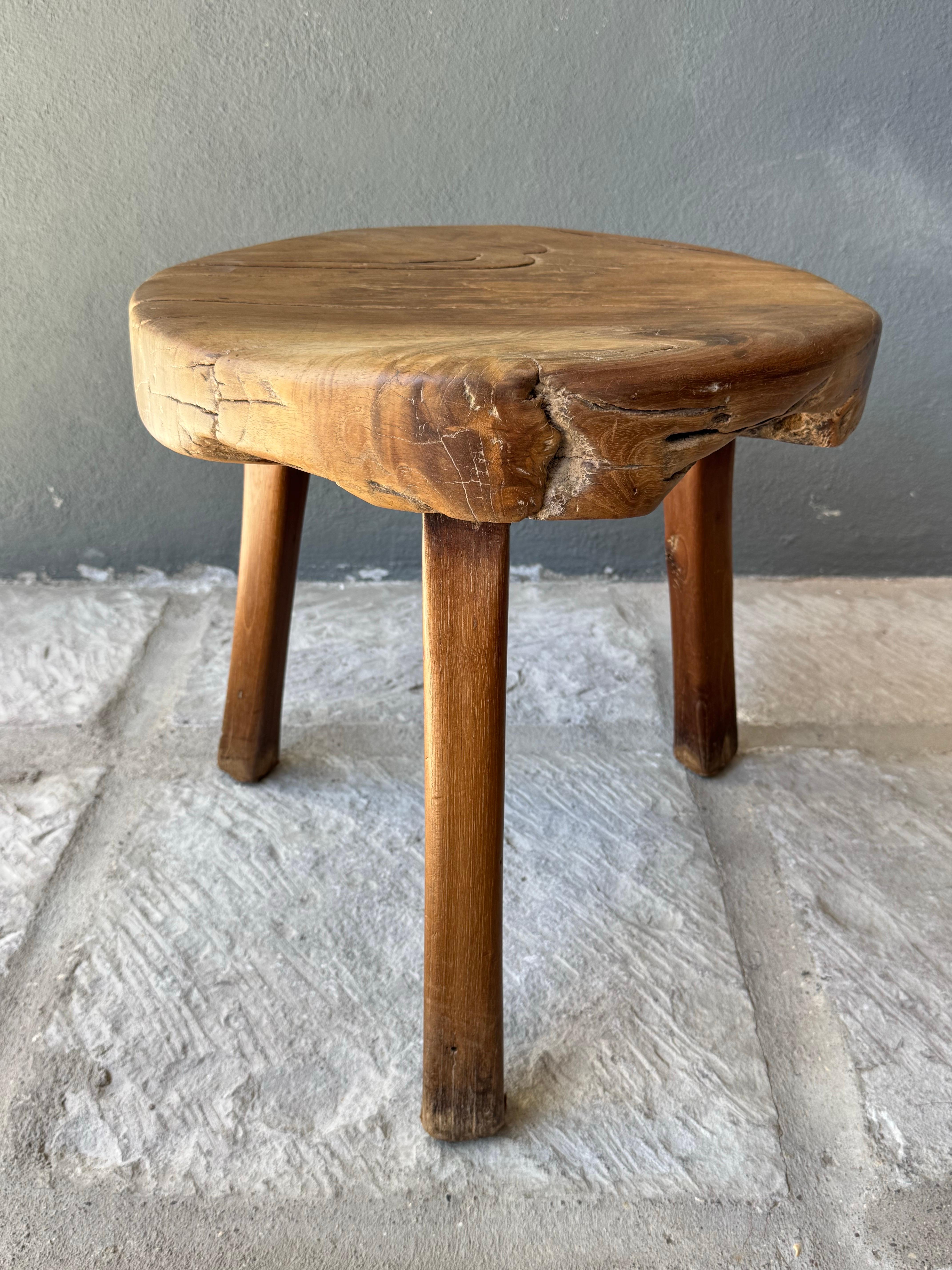 Hardwood Primitive Low Round Table From Yucatan For Sale