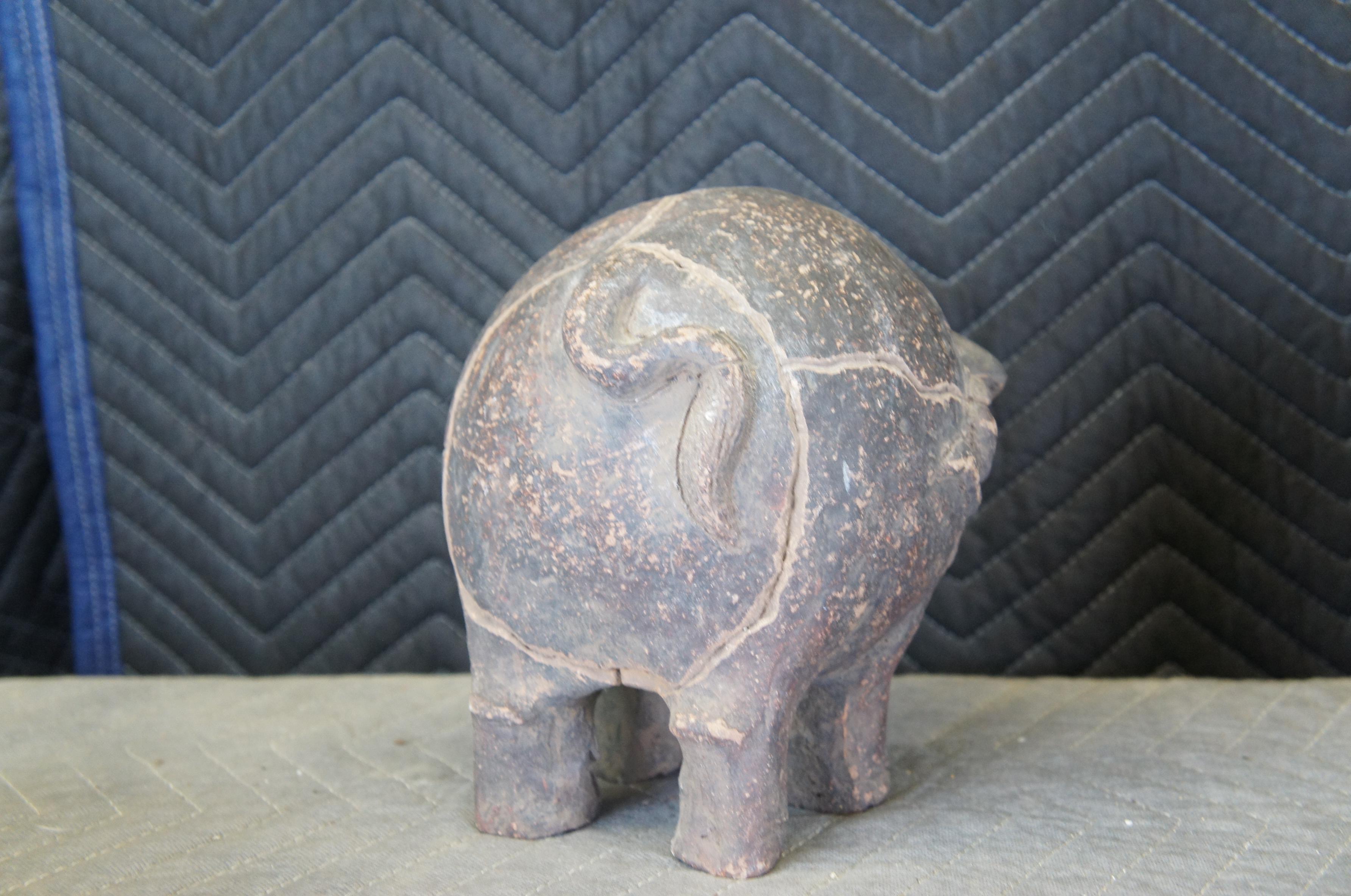 Primitive Majapahit Sculptural Terracotta Piggy Coin Bank Pottery In Good Condition In Dayton, OH