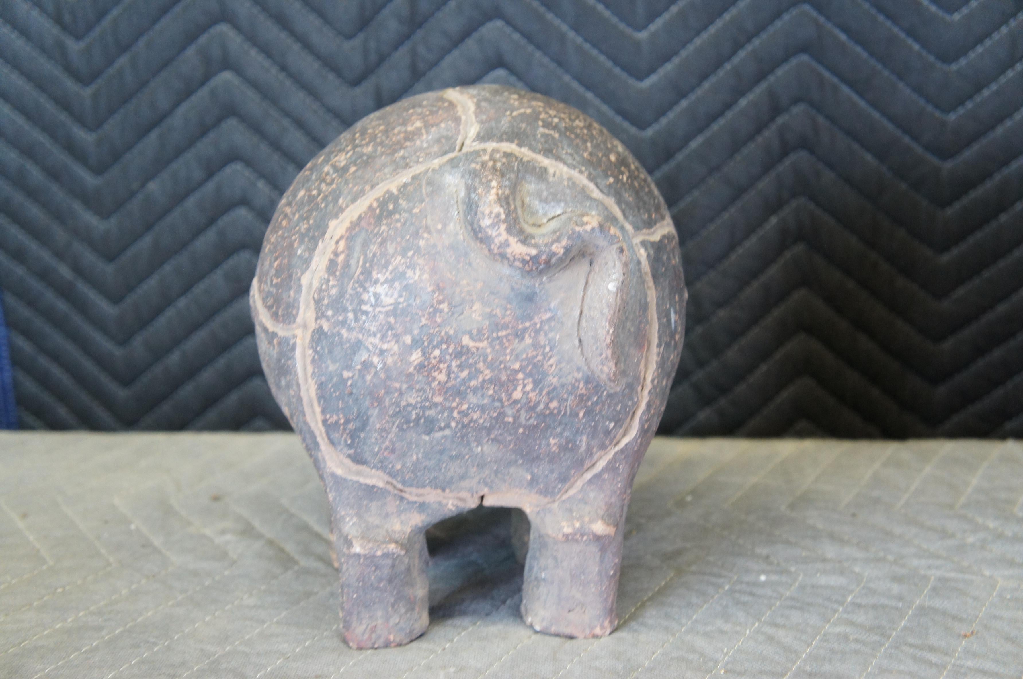 20th Century Primitive Majapahit Sculptural Terracotta Piggy Coin Bank Pottery