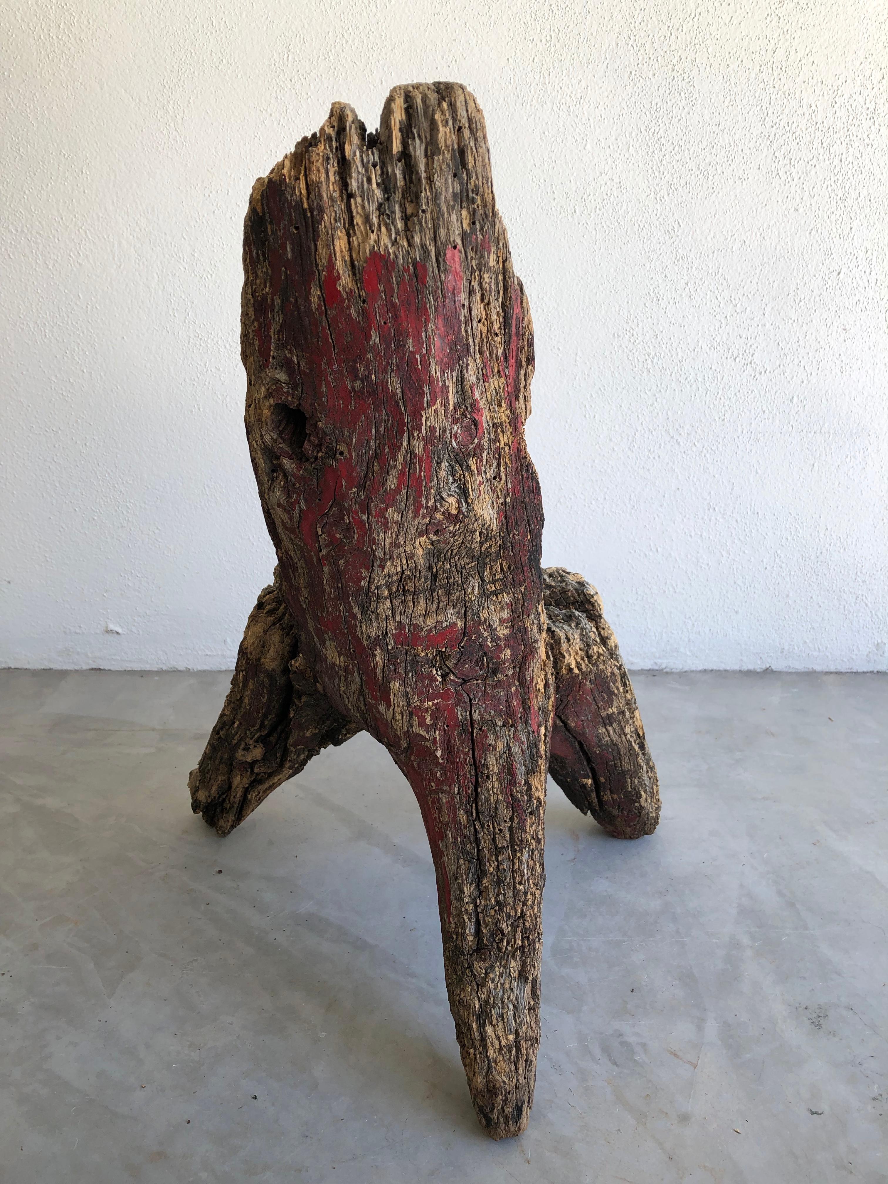 Primitive Mesquite Stool from Mexico In Distressed Condition In San Miguel de Allende, Guanajuato