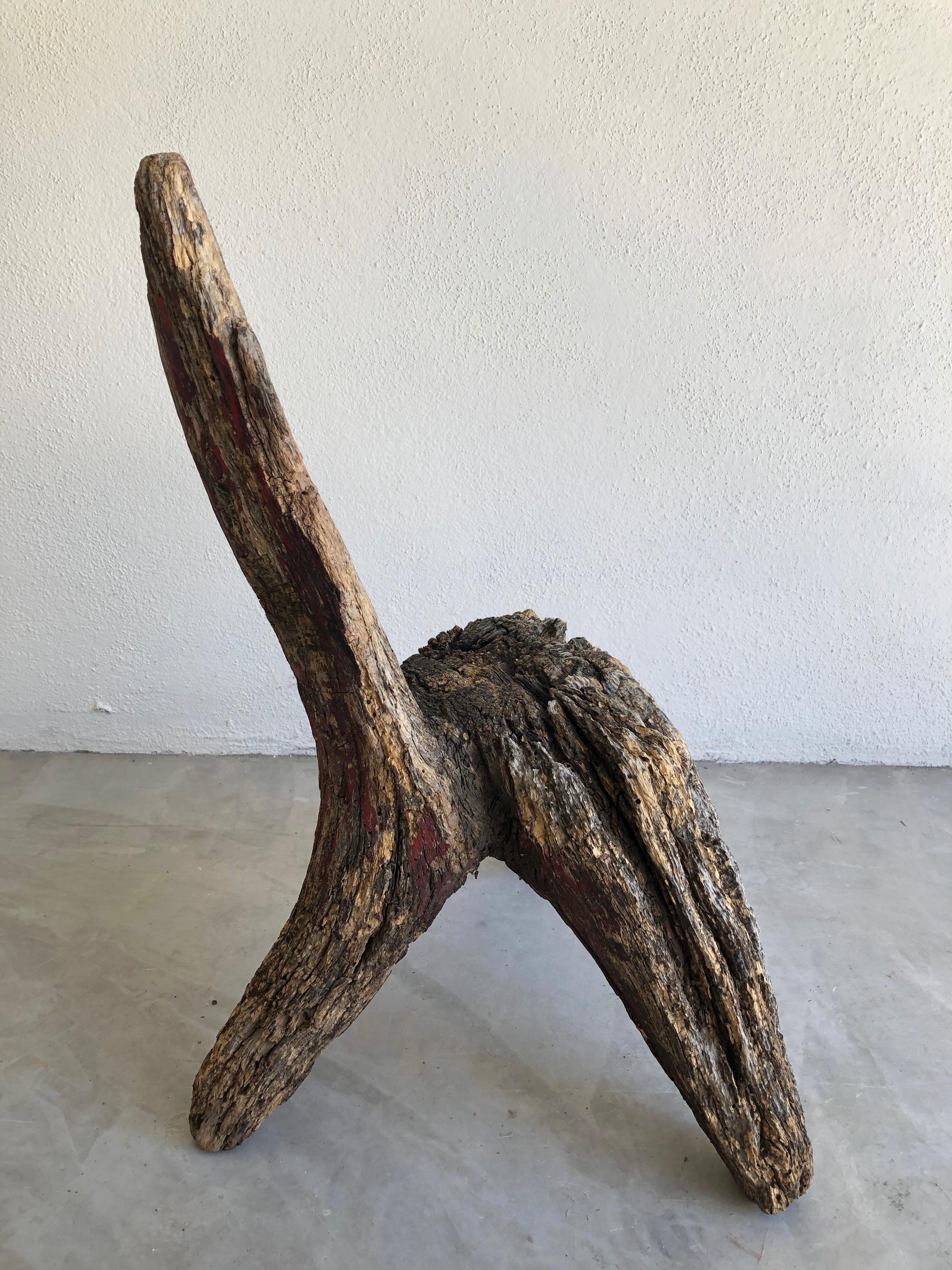 Mid-20th Century Primitive Mesquite Stool from Mexico