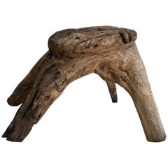 Vintage Primitive Mesquite Stool from Mexico