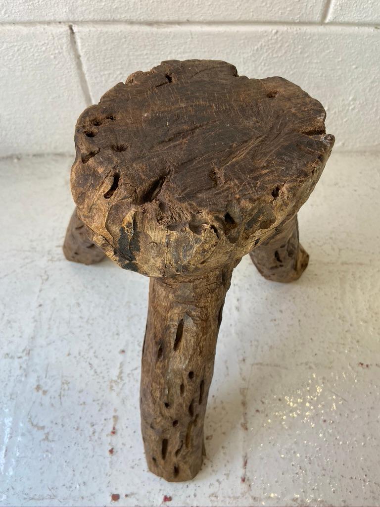 Rustic styled mesquite stool from San Luis Potosi, Mexico, circa late 1800s.