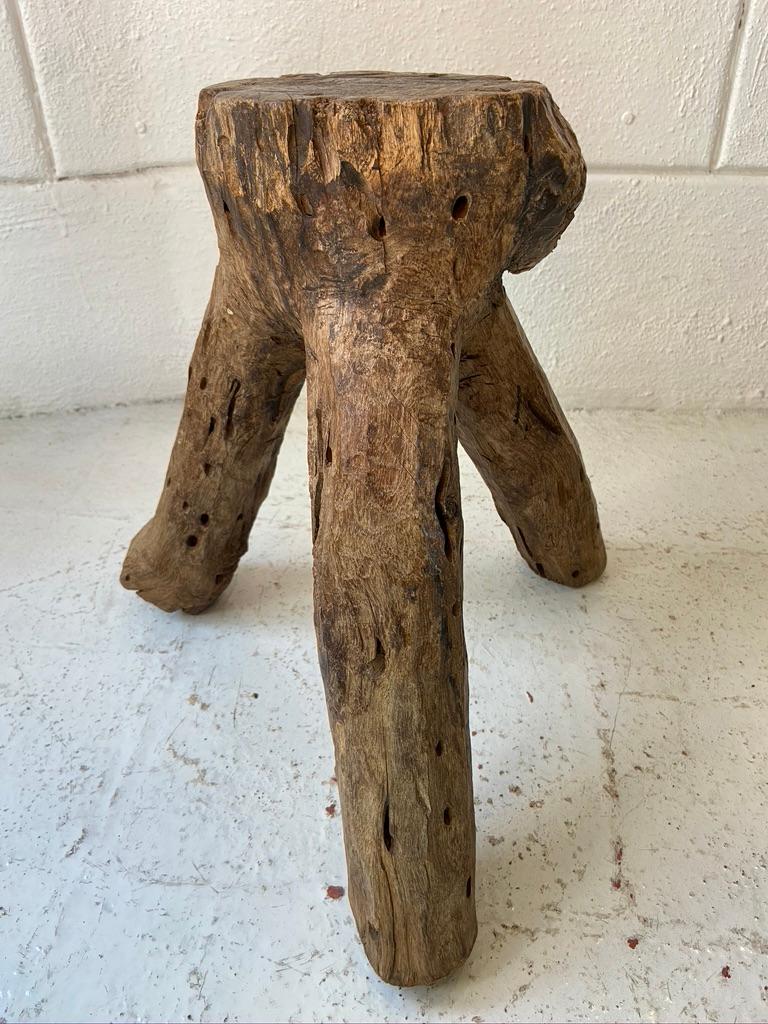 Rustic Mesquite Stool from Mexico, Late 19th Century 1