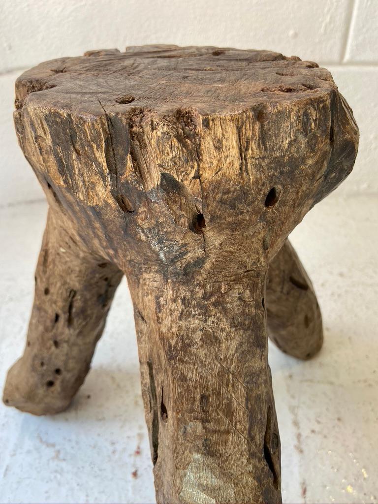 Rustic Mesquite Stool from Mexico, Late 19th Century 3