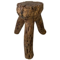 Rustic Mesquite Stool from Mexico, Late 19th Century