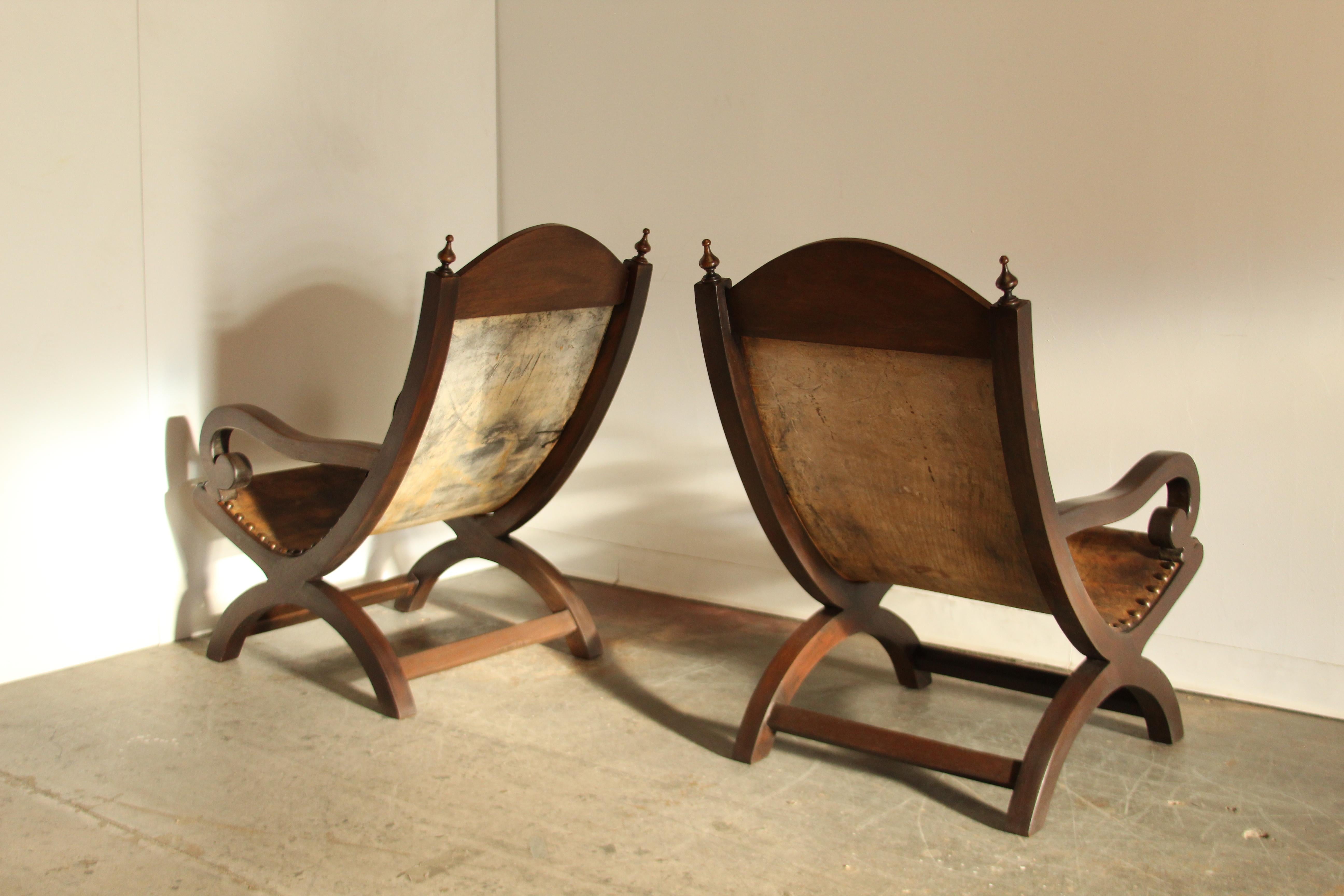 Primitive Mexican Butaque Leather Sling Chairs, 1970s For Sale 7