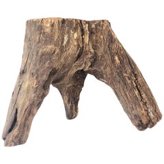 Antique Primitive Mexican Oakwood Milking Stool from México