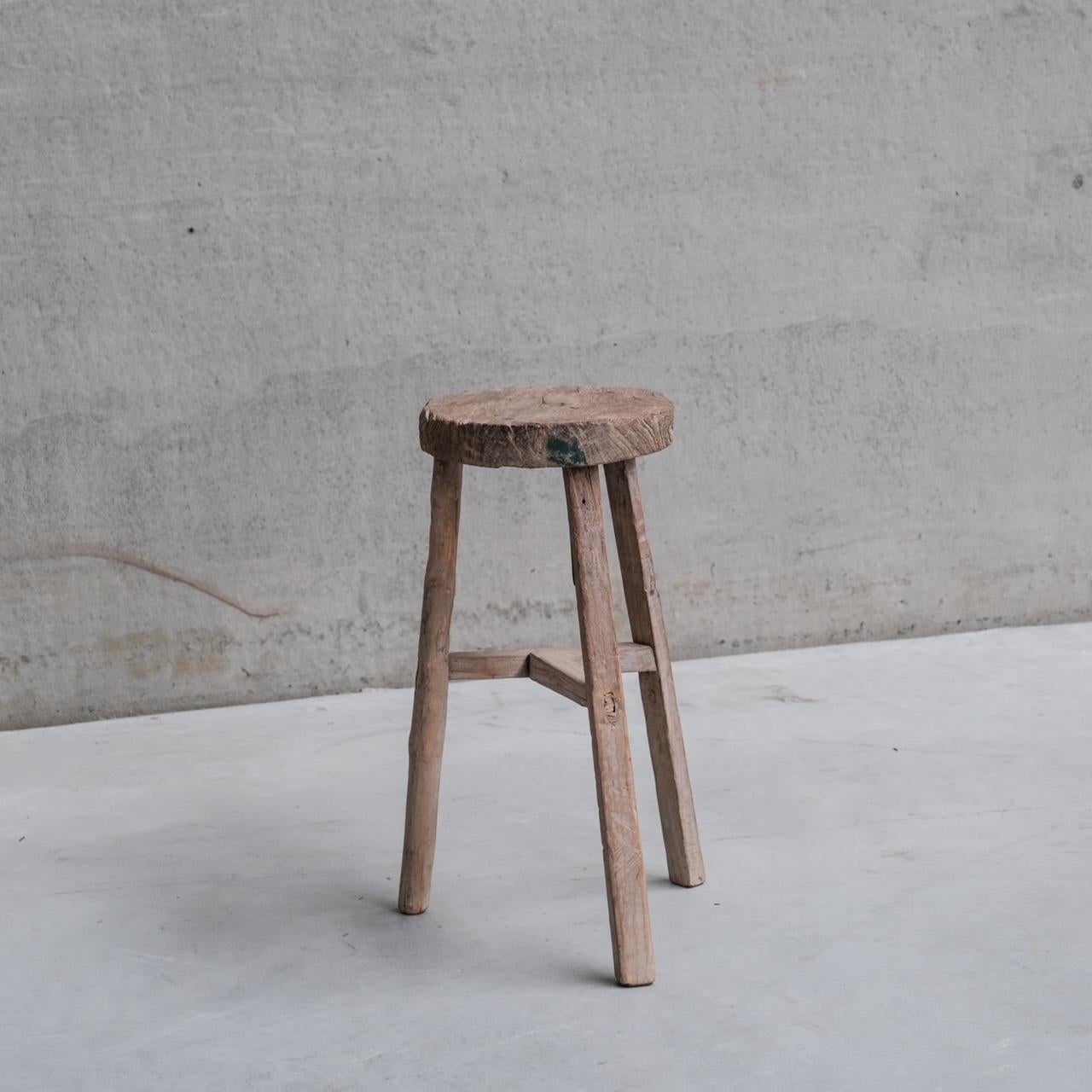 Primitive Mid-Century French Wooden Stool or Side Table In Good Condition In London, GB