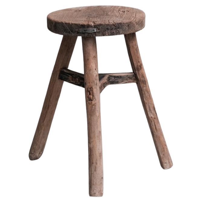 Primitive Mid-Century French Wooden Stool or Side Table For Sale at 1stDibs