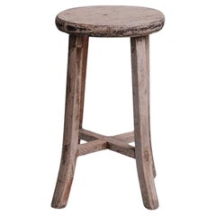 Primitive Mid-Century French Wooden Stool or Side Table