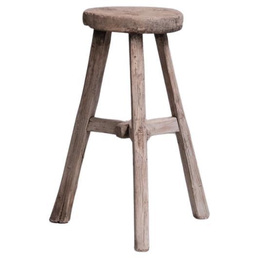 Primitive Mid-Century French Wooden Stool or Side Table