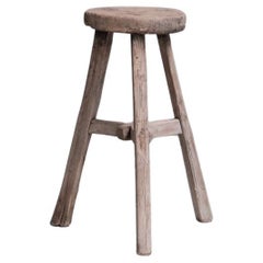 Primitive Mid-Century French Wooden Stool or Side Table