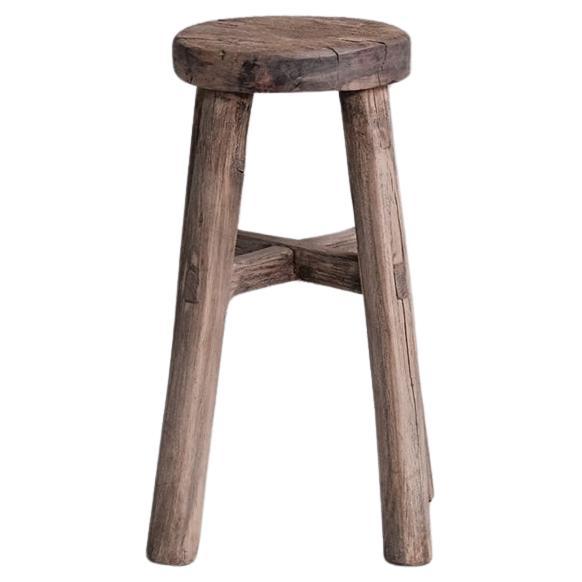 Tabouret ou table d'appoint en bois primitif du milieu du siècle dernier