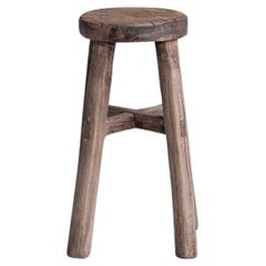 Primitive Mid-Century French Wooden Stool or Side Table