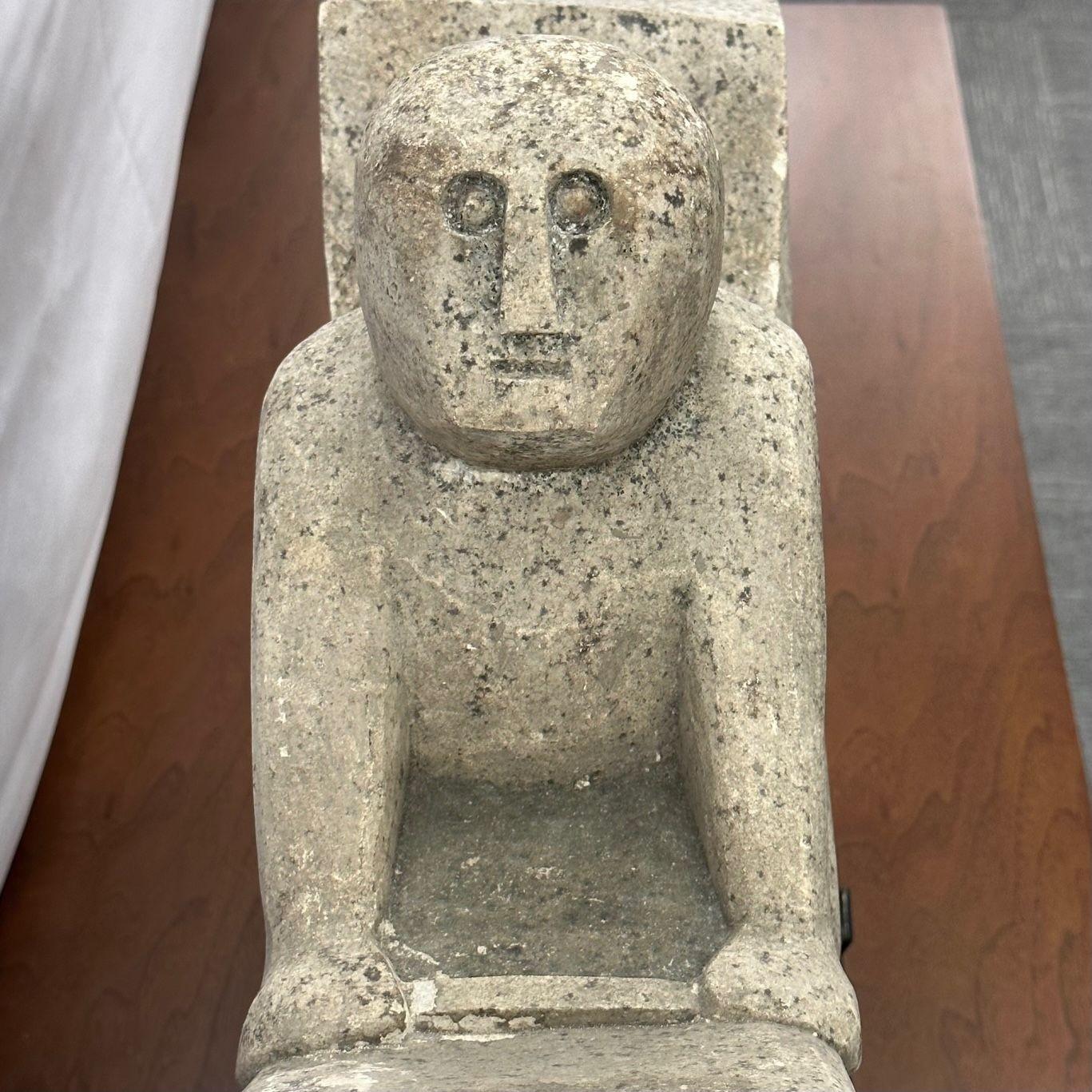 Primitive Mid-Century Modern Indonesian Stone Sculpture, Statue on Stand, 20th C For Sale 6