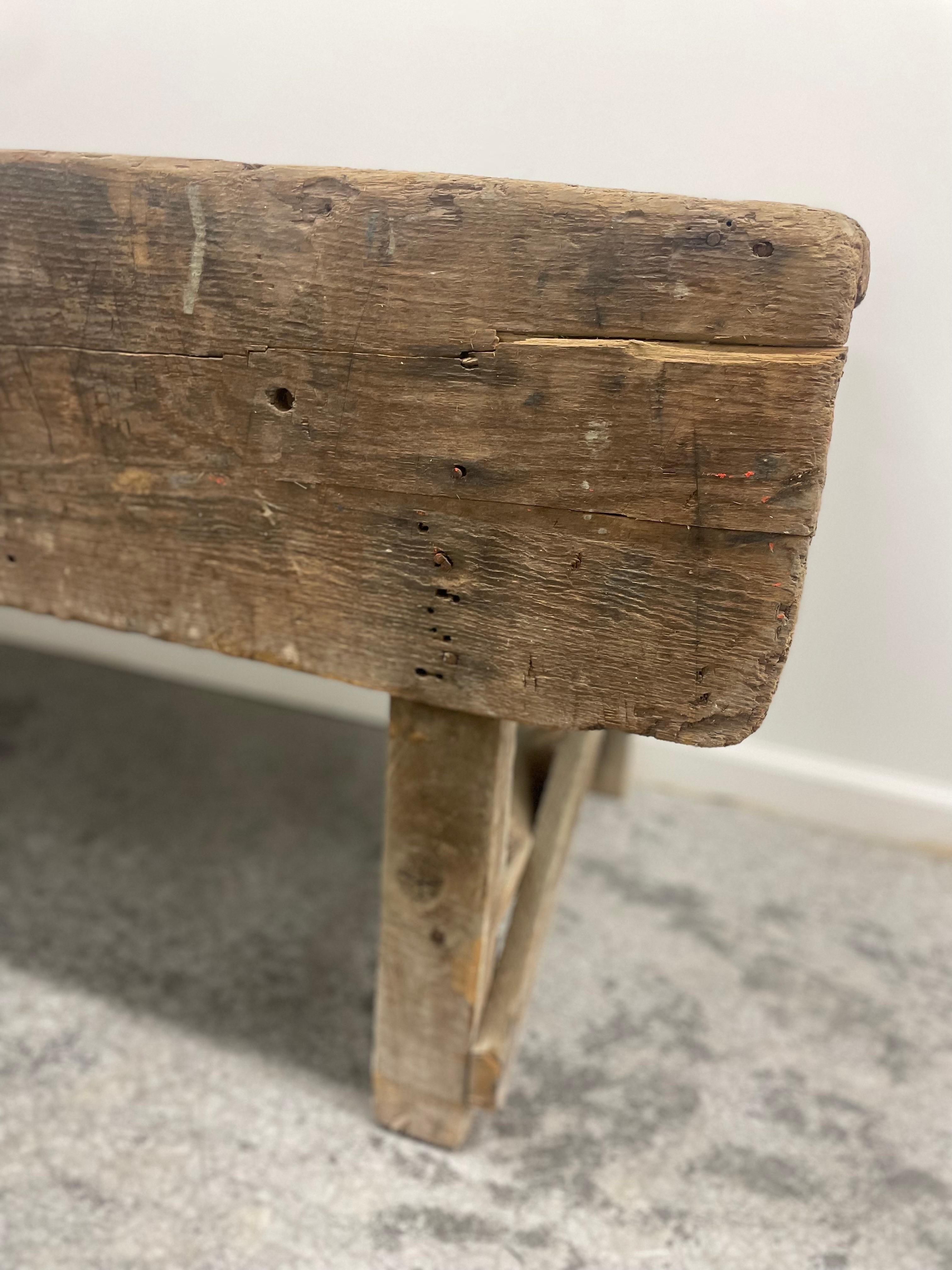 Primitive mortuary Table Industrial Workbench Brutalist For Sale 4