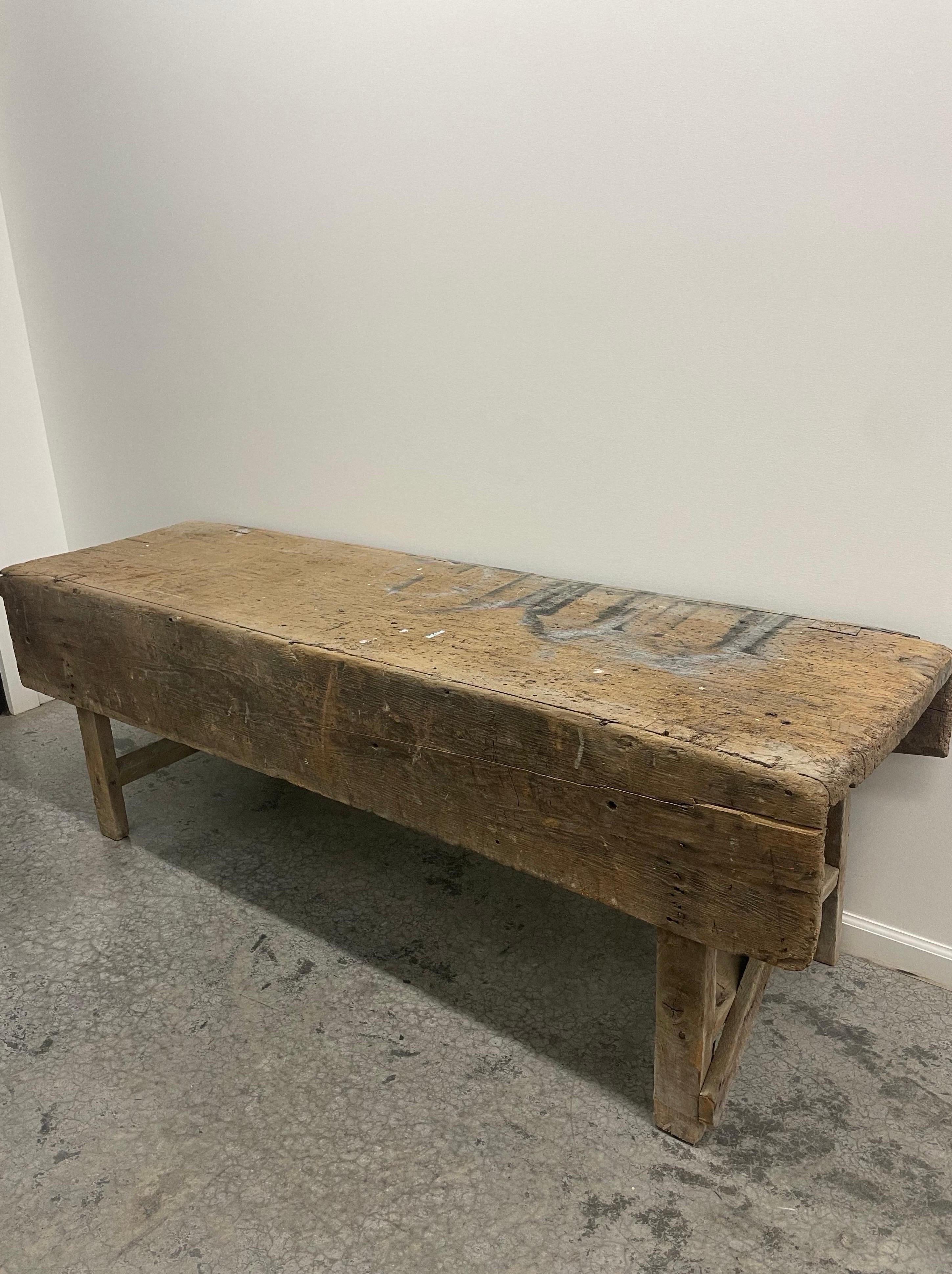 Primitive mortuary Table Industrial Workbench Brutalist For Sale 7