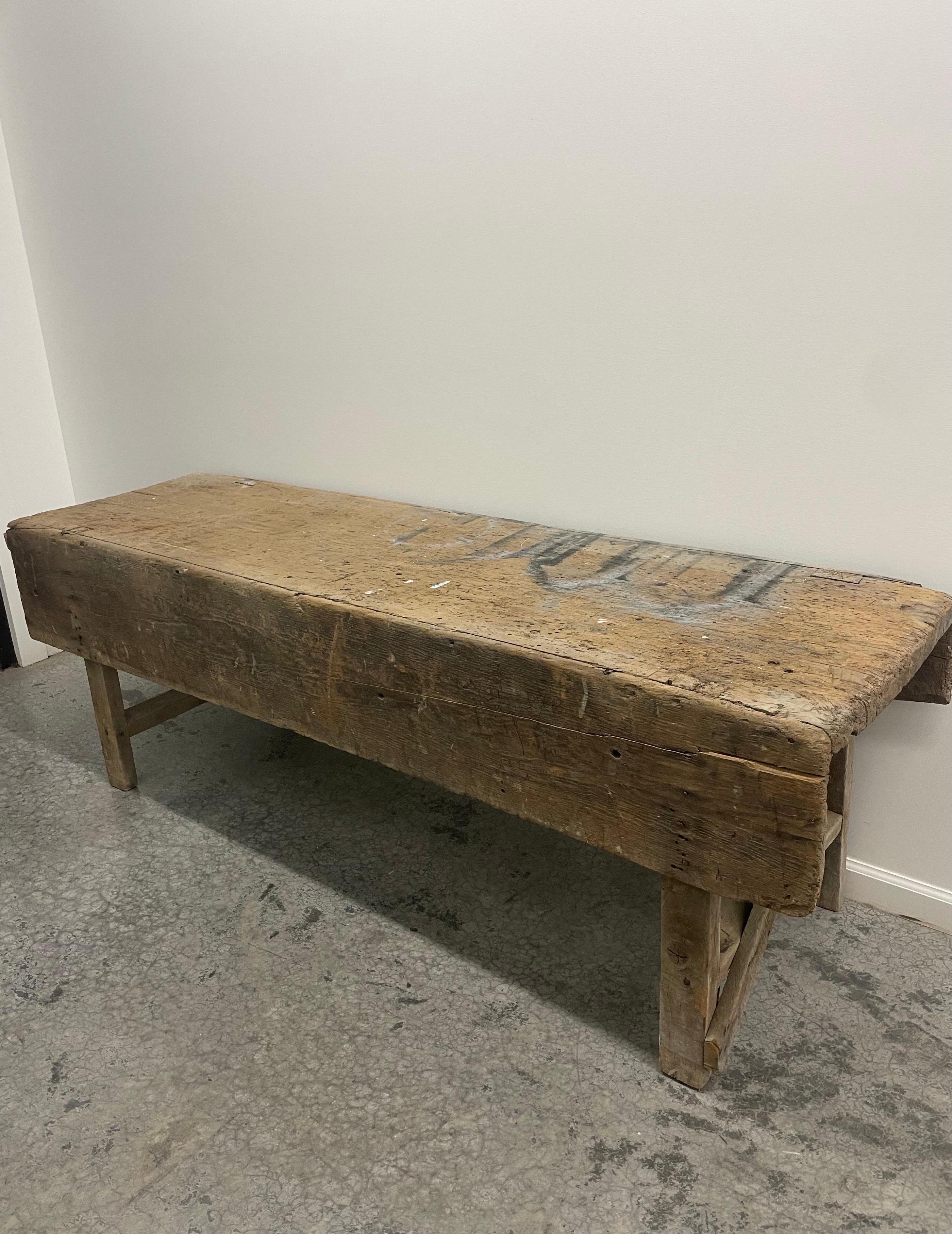 Primitive mortuary Table Industrial Workbench Brutalist For Sale 9
