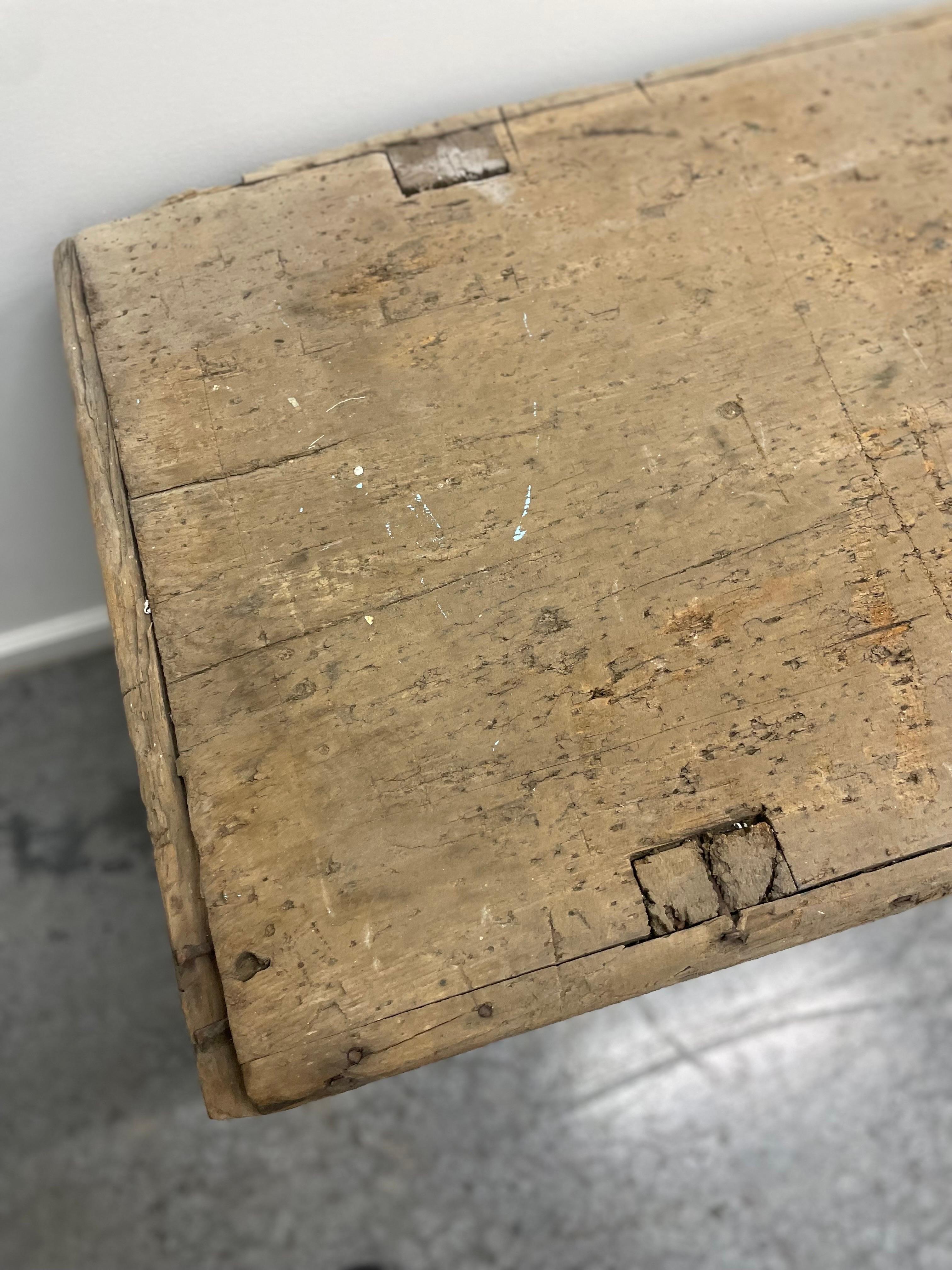 Primitive mortuary Table Industrial Workbench Brutalist For Sale 2