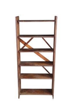 Bibliothèque en chêne primitif à 6 étagères Console de bureau 58"