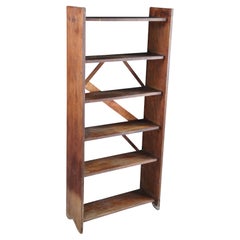 Primitive Oak 6 Shelf Library Bookcase Bookshelf Office Console 58" Primitive Oak 6 Shelf Library Bookcase Bookshelf Office Console 58"