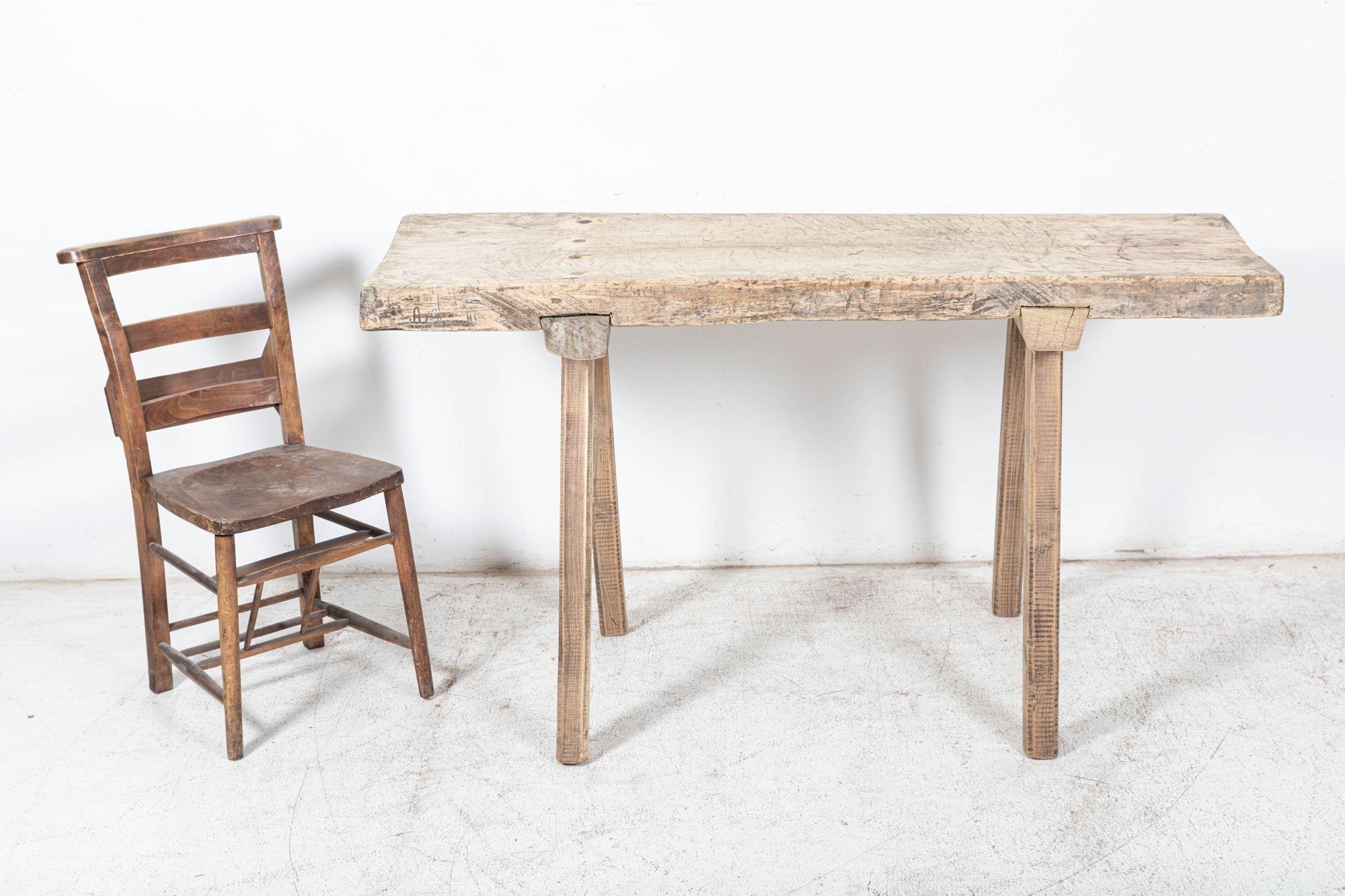 Early 20th Century Primitive Oak and Elm Top Butchers Table For Sale