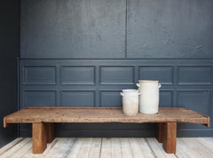Table basse primitive Wabi Sabi en chêne et pin