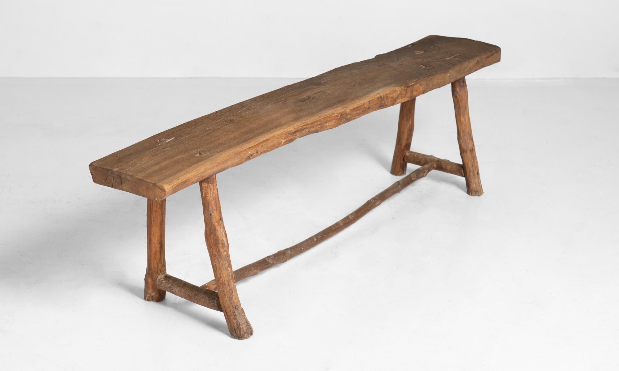 Primitive Oak Bench, France, 19th Century (Französisch)