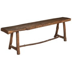 Primitive Oak Bench, France, 19th Century