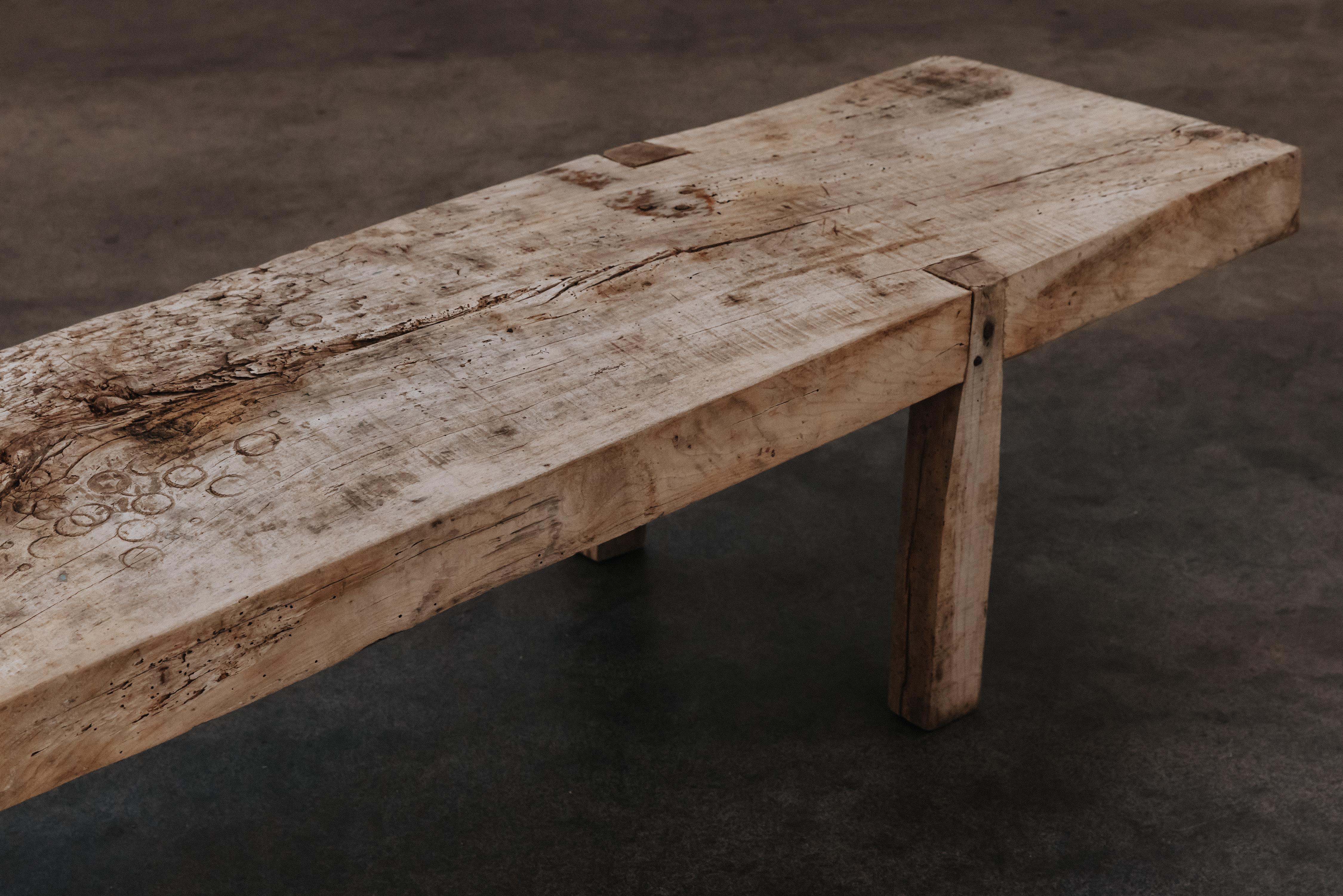 Primitive Oak Bench From France, Circa 1950 For Sale 2
