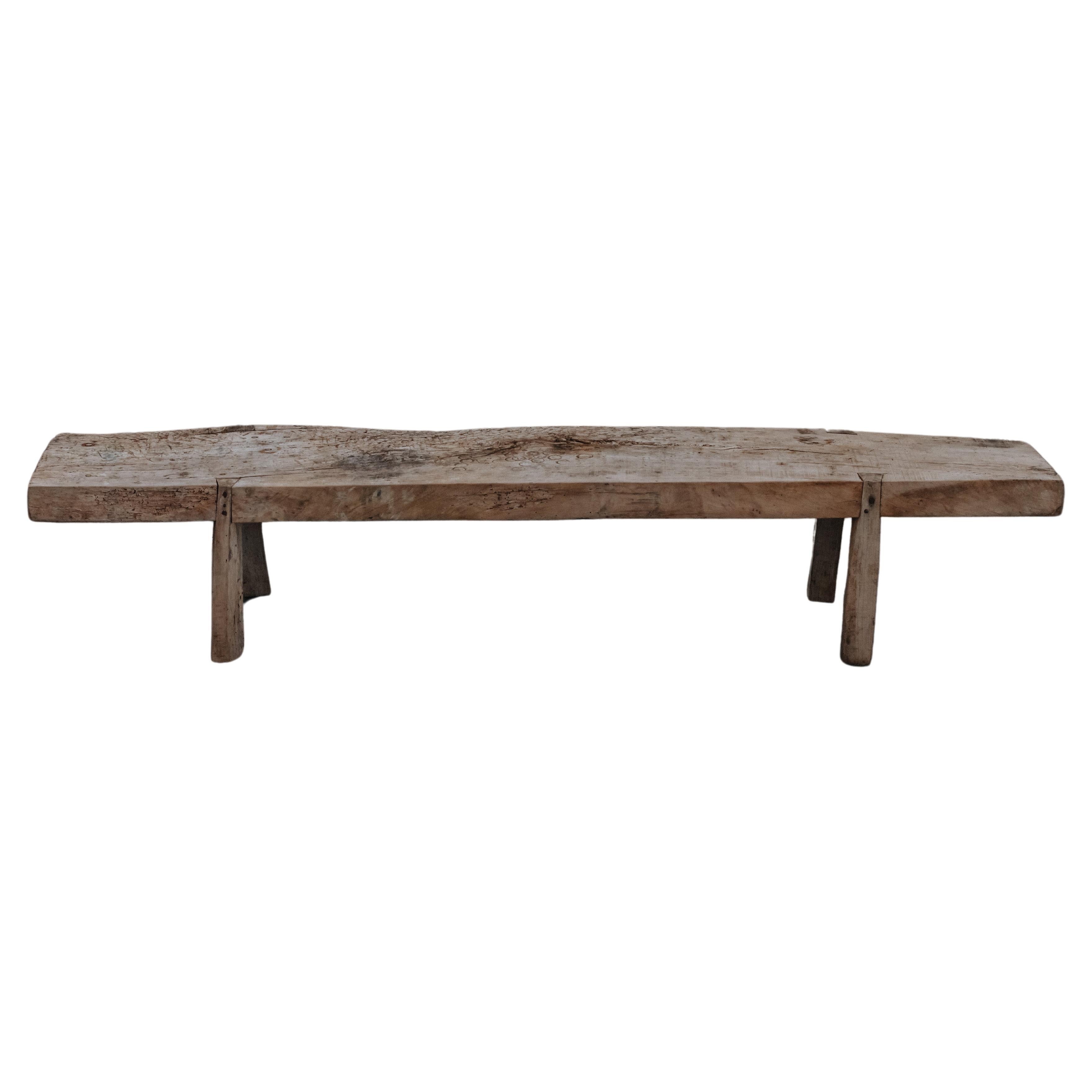 Primitive Oak Bench From France, Circa 1950