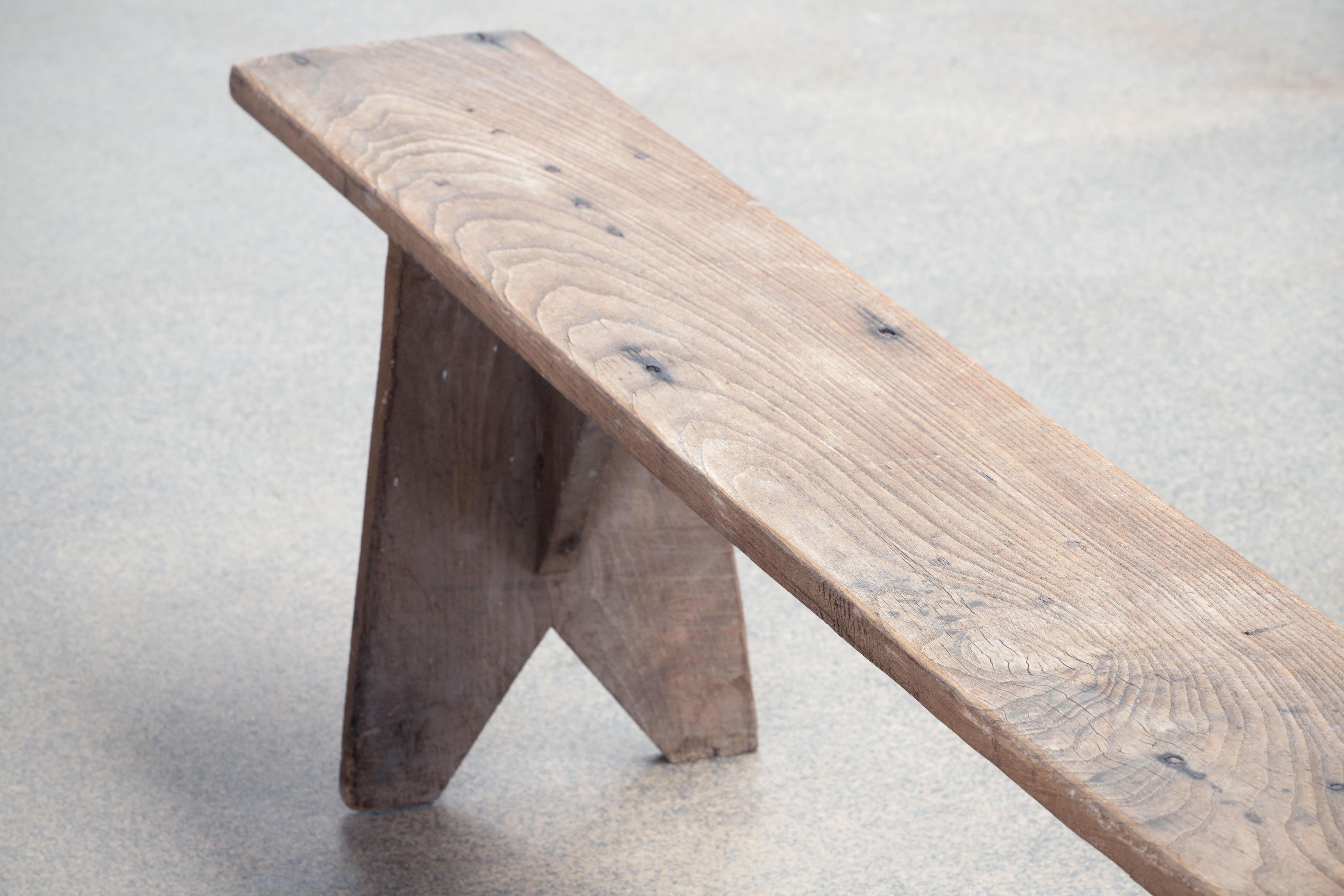 French Primitive Oak Bench Wabi Sabi France 1930's For Sale