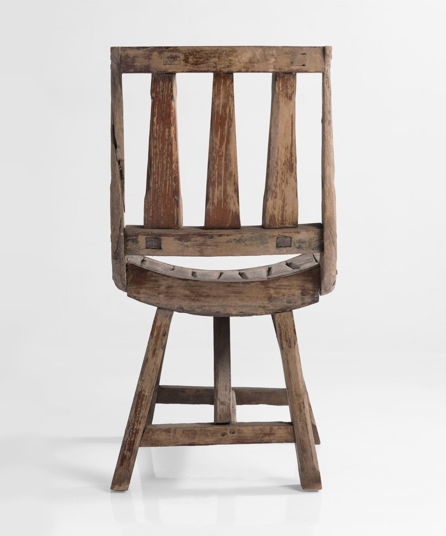 Primitive Oak Chair, France, 20th Century 2