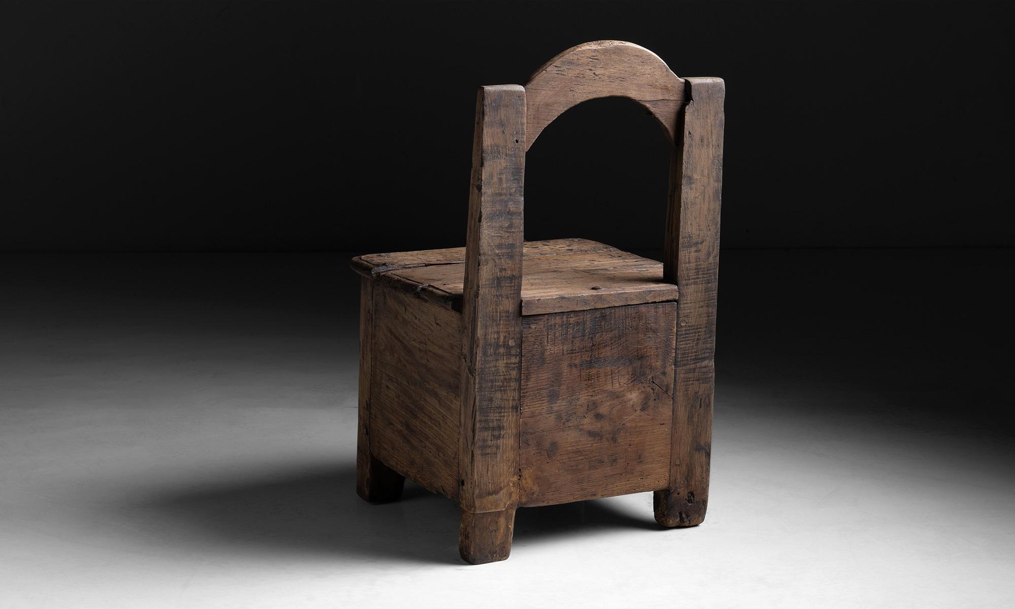 French Primitive Oak Chair, France, circa 1880