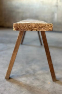 Primitive Oak Plank Bench, French Provincial Style, Circa 1940