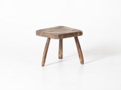 Primitive Oak Stool, French 19th Century