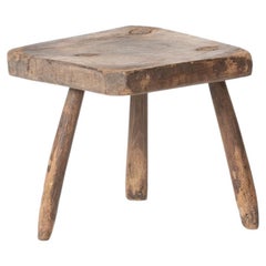 Primitive Oak Stool, French 19th Century