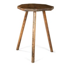 Primitive Octagonal Top Oak Cricket Table