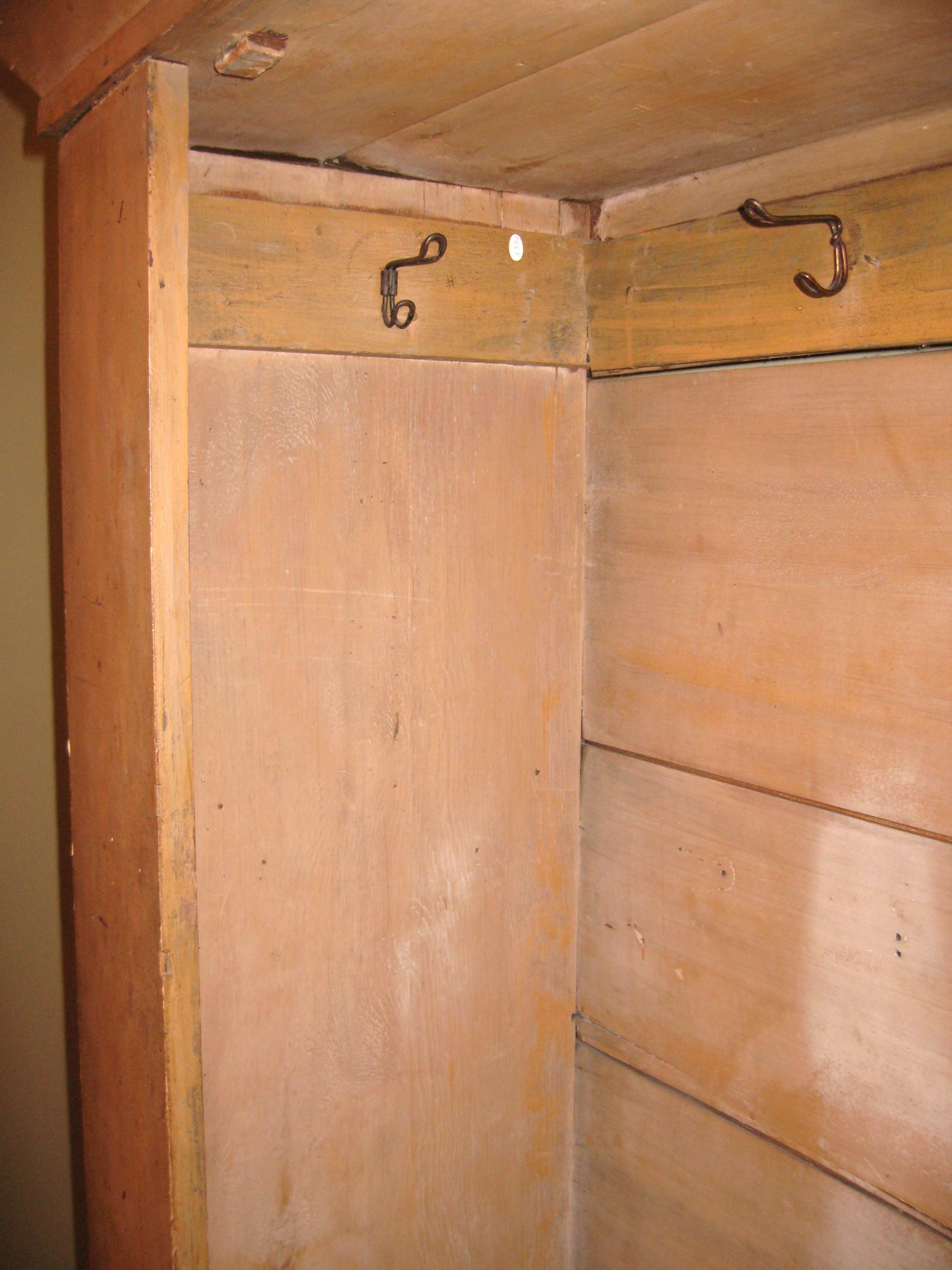 Primitive One Door Cupboard Wardrobe Pine Rustic Cabinet Mustard Painted For Sale 3