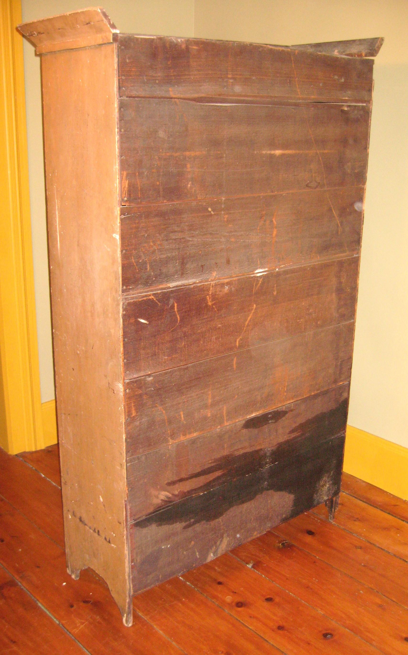 Primitive One Door Cupboard Wardrobe Pine Rustic Cabinet Mustard Painted For Sale 9