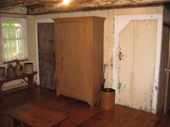 Primitive One Door Cupboard Wardrobe Pine Rustic Cabinet Mustard Painted