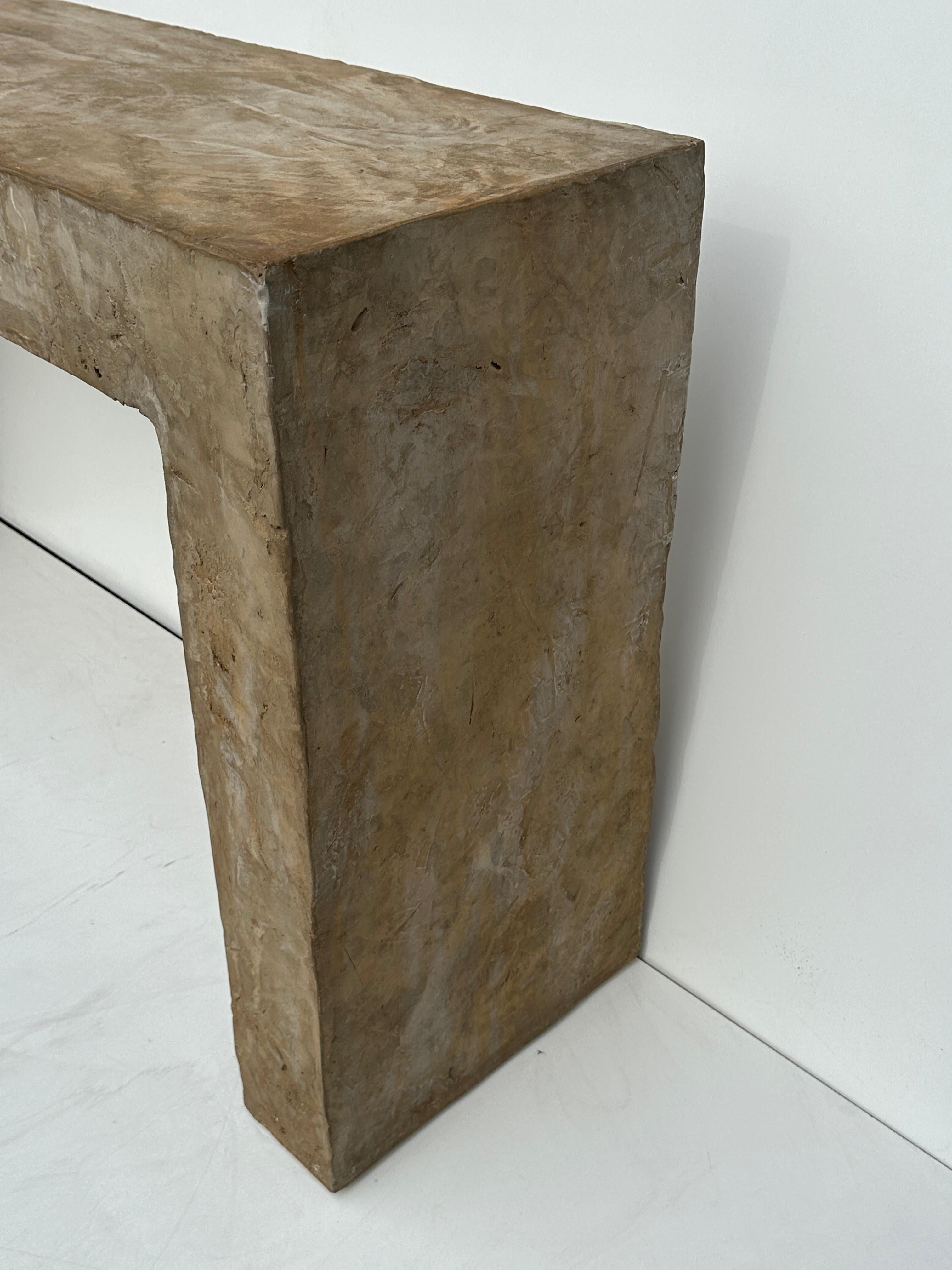 Polished Primitive Organic Concrete Console Table 