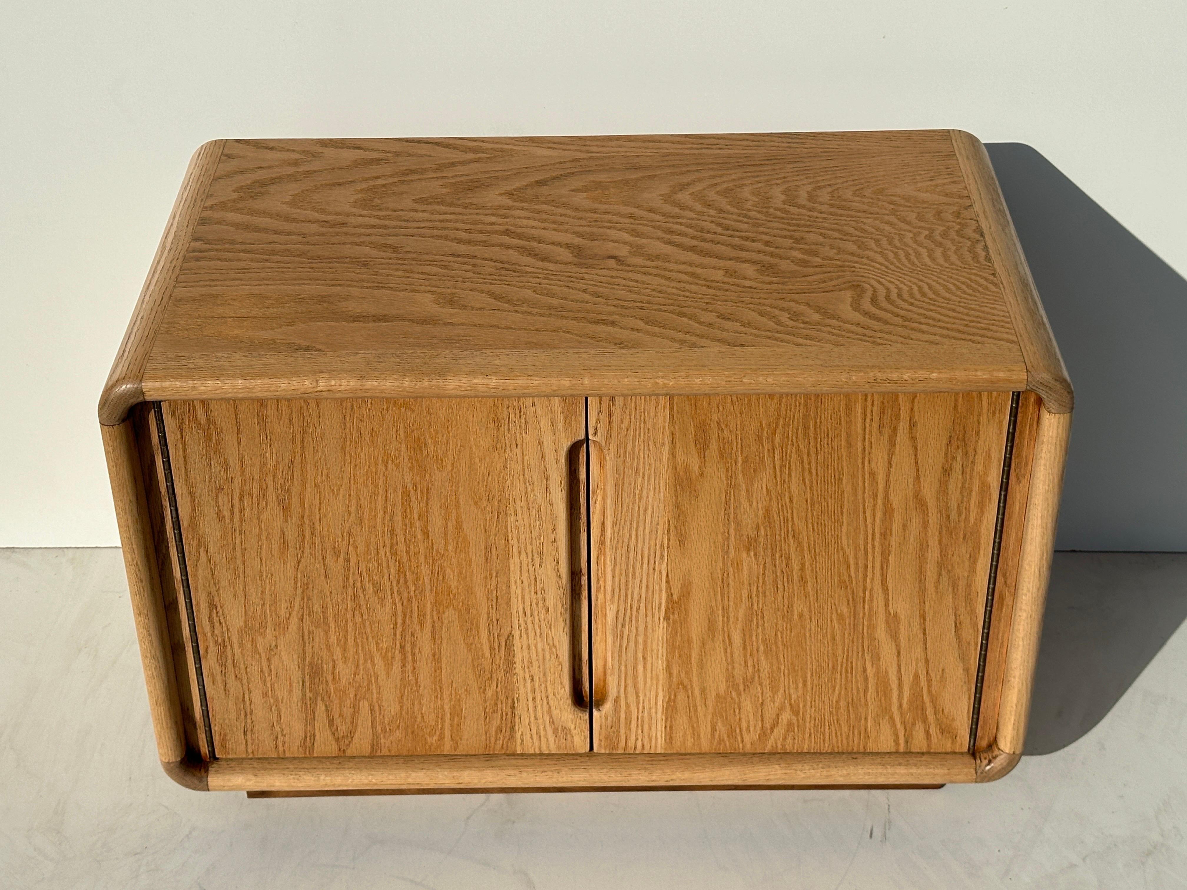 Bleached natural oak organic two door cabinet / nightstand with walnut base.