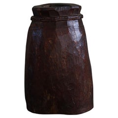Used Primitive Organic Wooden Naga Pot in Teak, Wabi Sabi Style, 20th Century