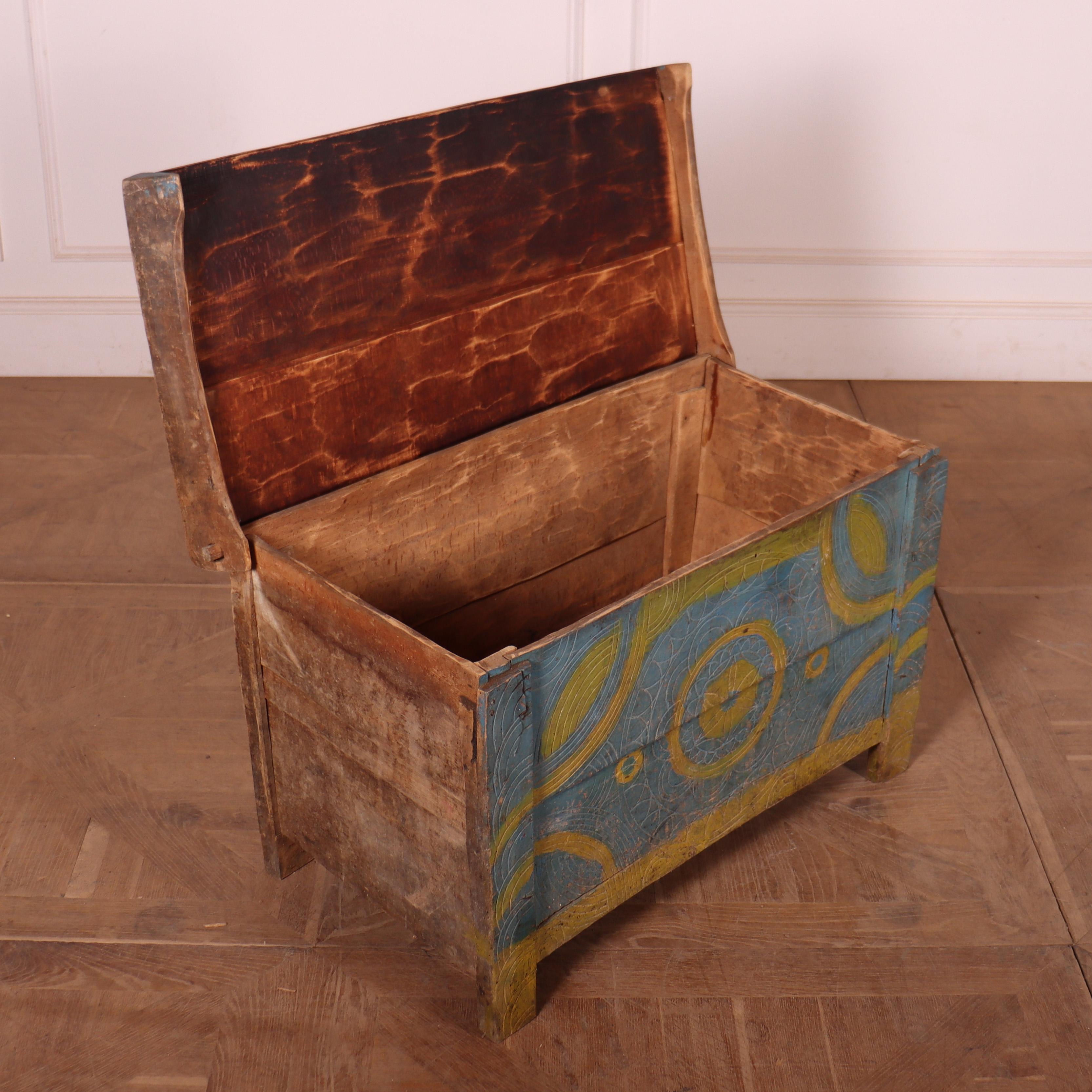 XIX secolo Cofanetto Primitive Orignial Painted Shepards in vendita